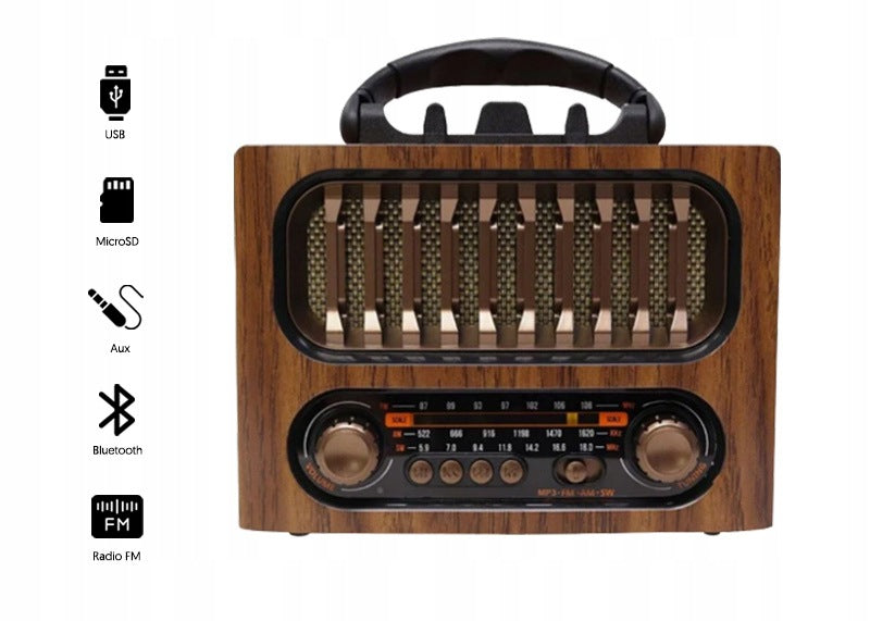 Portable radio RETRO MK-261BT bluetooth USB TF AUX built-in rechargeable battery Brand no brand