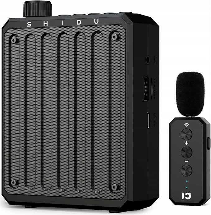 Portable speaker 2000mAh Shidu black with clip-on microphone