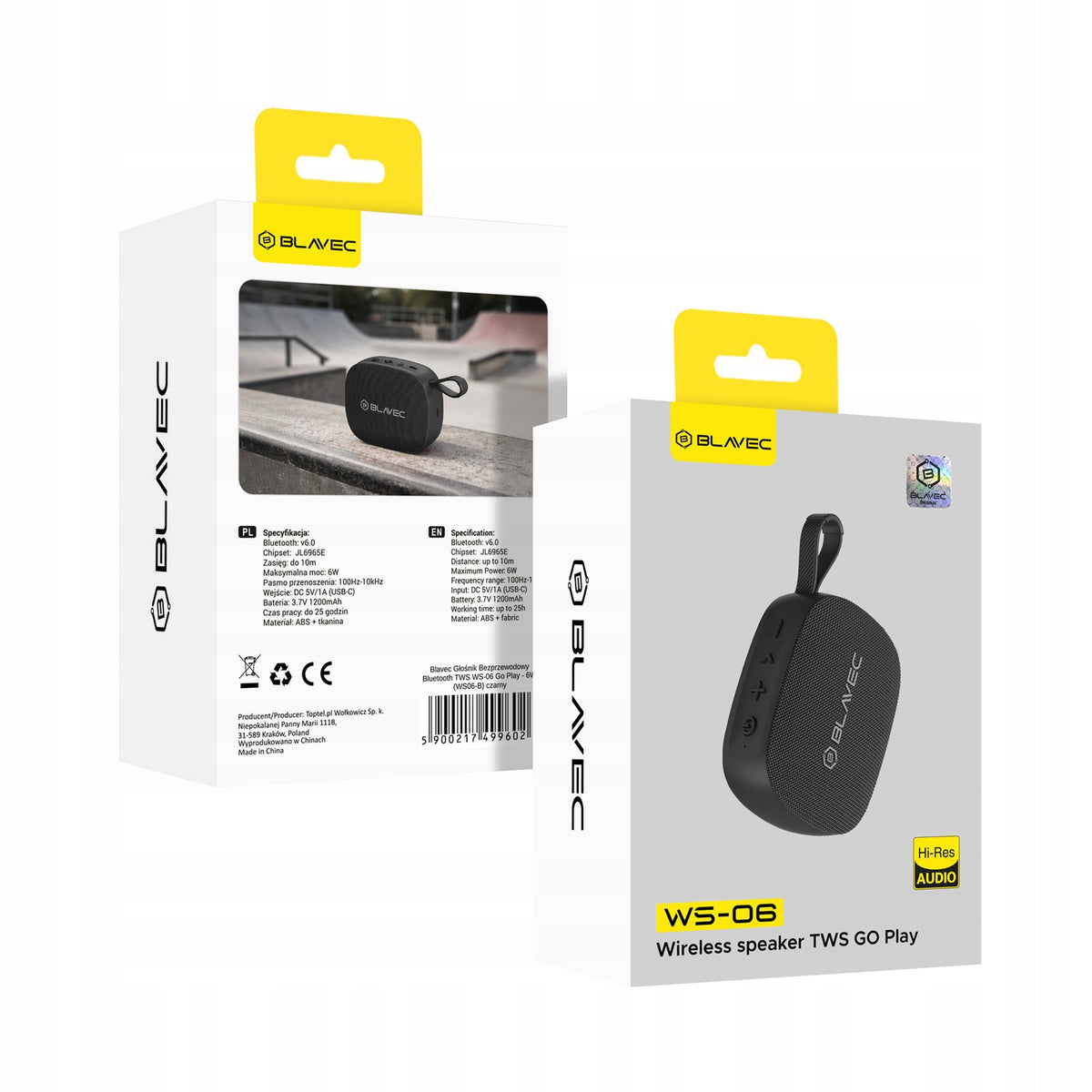 Portable speaker Blavec WS-06 black 6 W Packaging status original