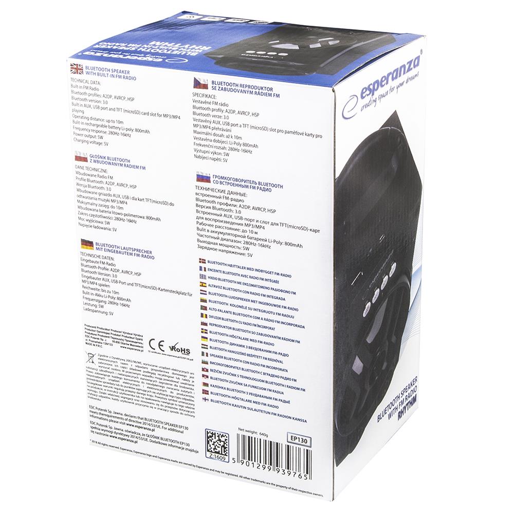 Portable speaker Esperanza RHYTHM black 5 W Model other