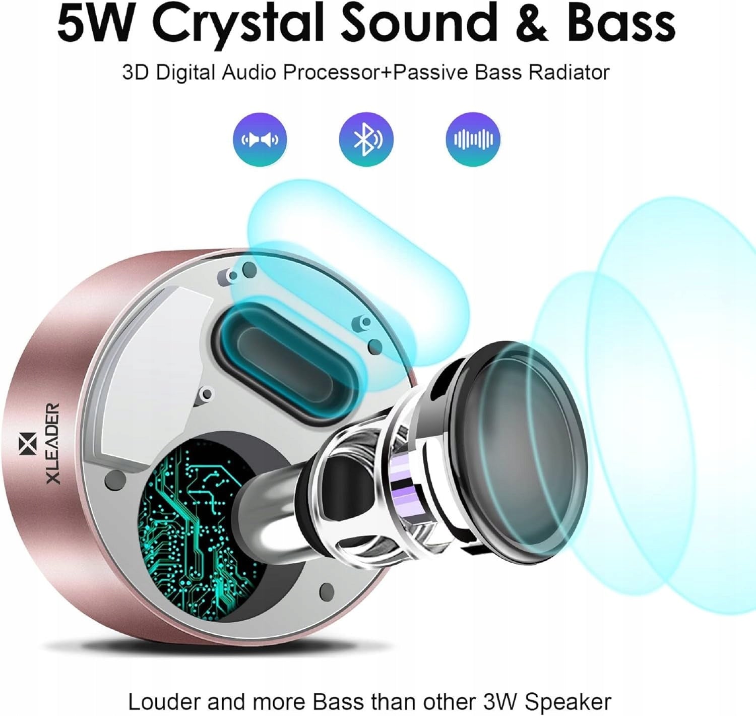 Portable speaker XLeader A8 5W 3rd generation premium class rose gold HIT! Brand XLeader