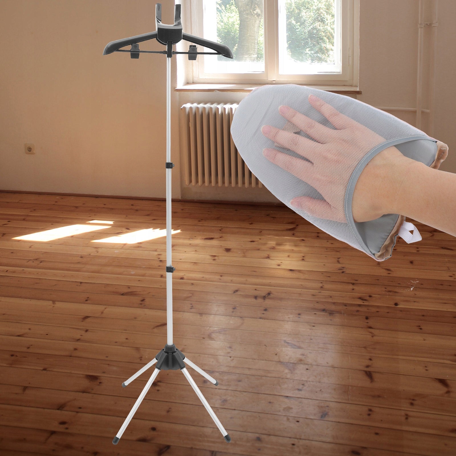 Portable steamer clothing stand with ironing handle, folded Model Ironing Machine Bracket