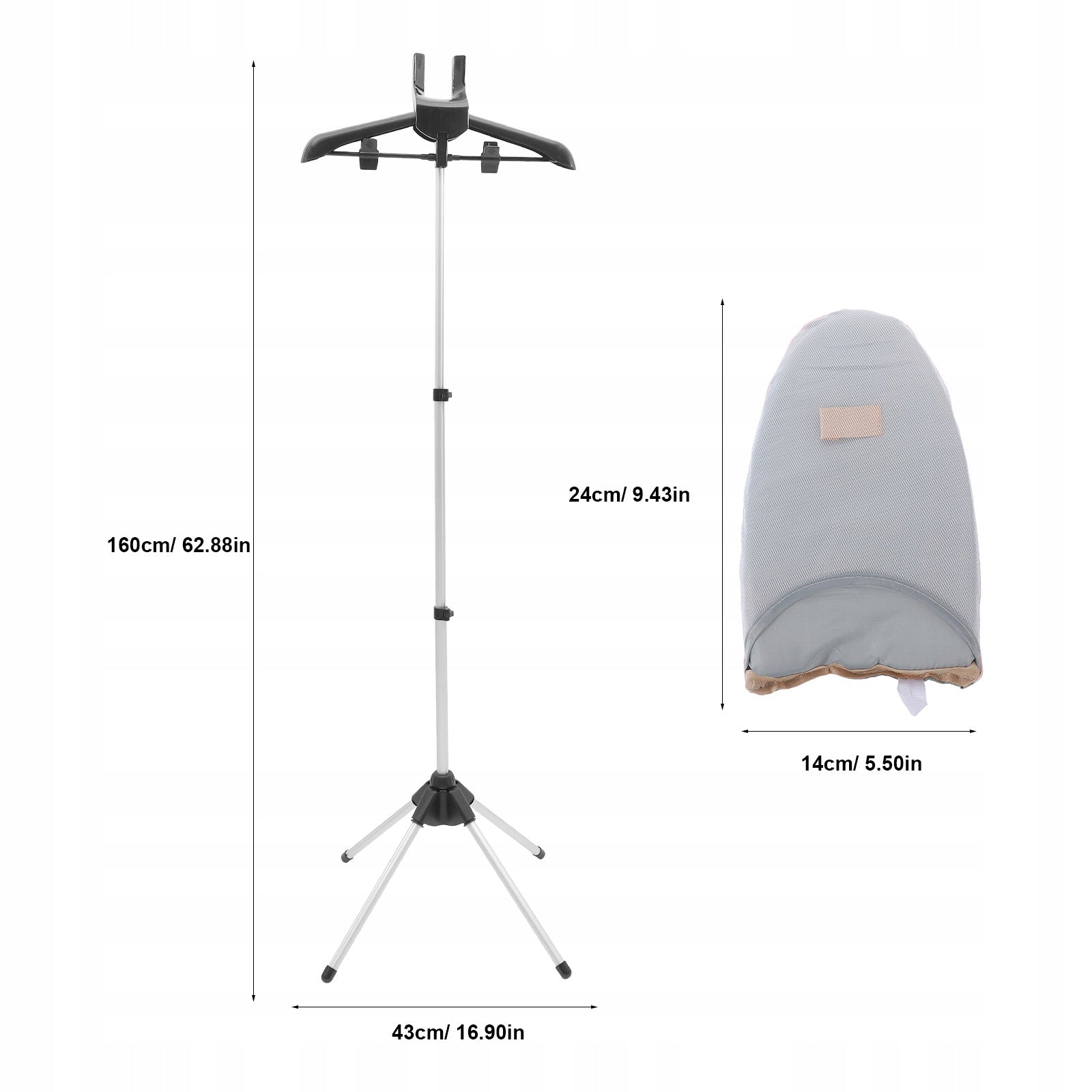 Portable steamer clothing stand with ironing handle, folded Packaging status original