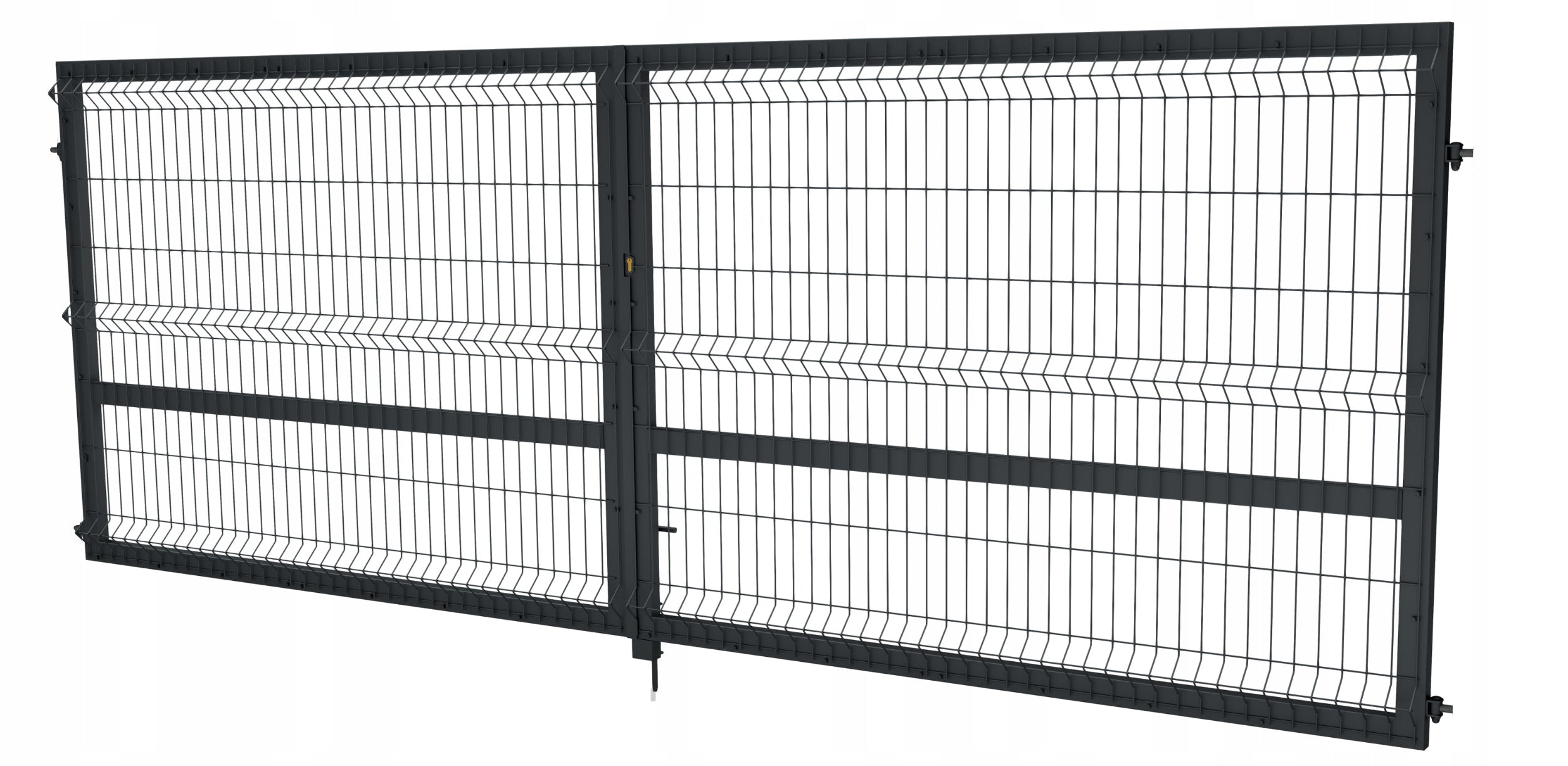 Porto 3D Panel Fence Gate Double Wing Metal Graphite 400x143