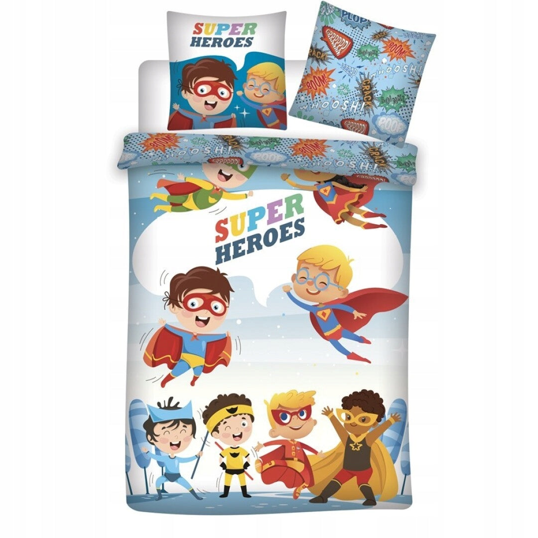 Super Heroes vaikiškas patalynės komplektas, 140x200 cm, 2 dalių
