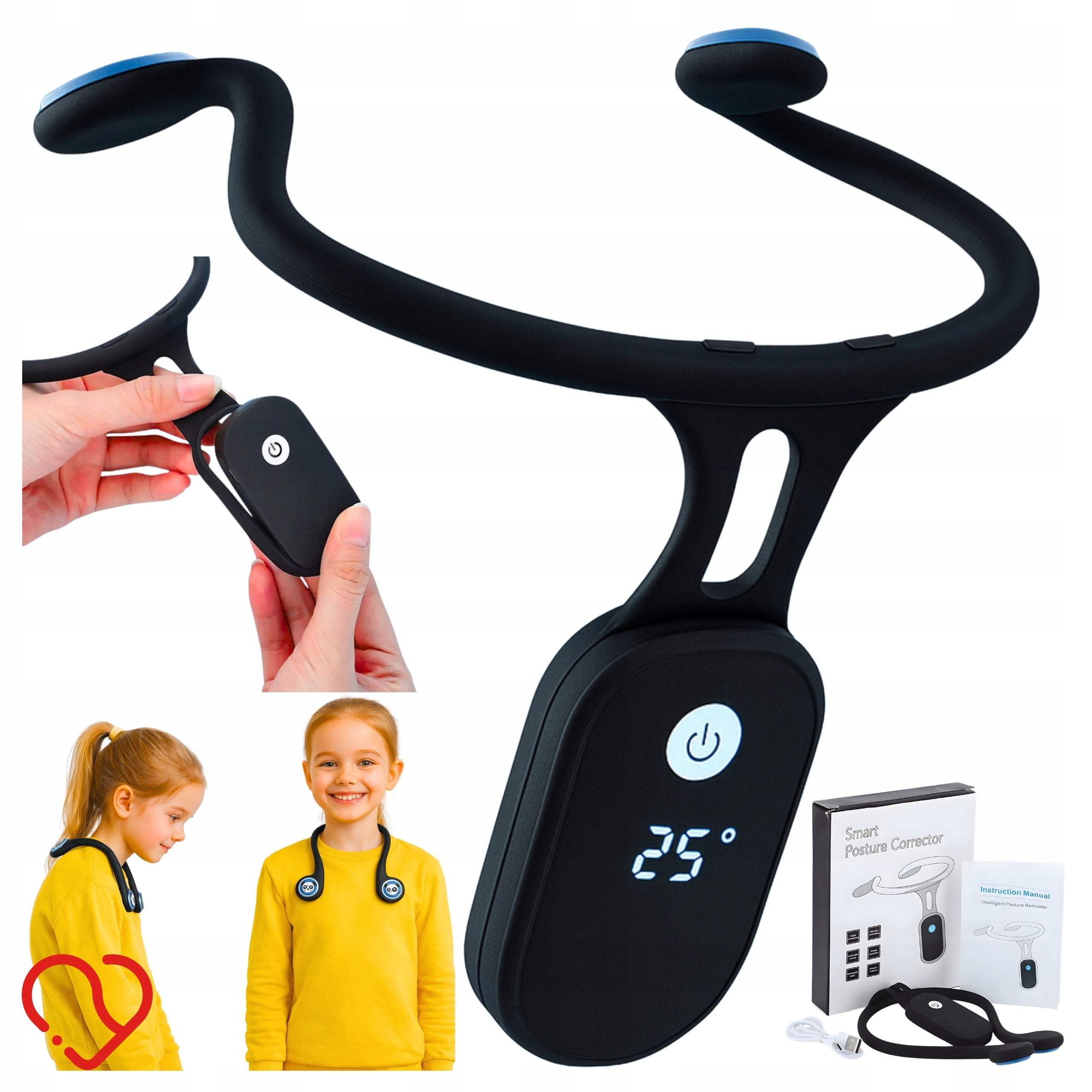 Posture Corrector Electronic Vibration Smart USB for Back Monitor