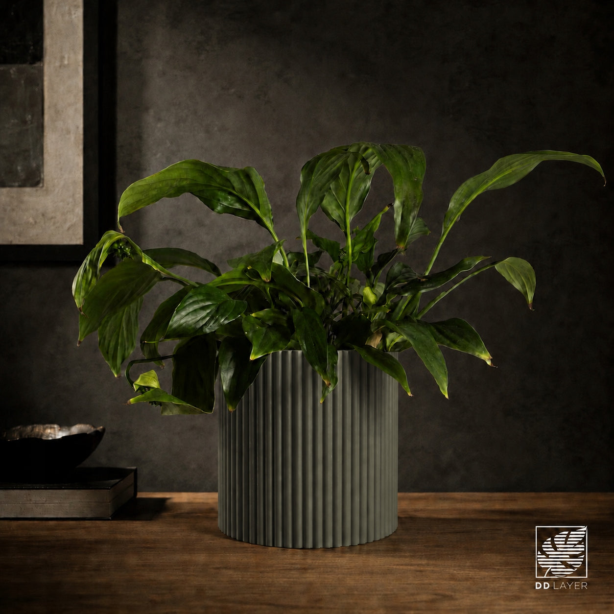 Pot cover 10 cm grooved corrugated olive flower mat 3D printing Manufacturer code DDL-RIBBED-10_OLIVE