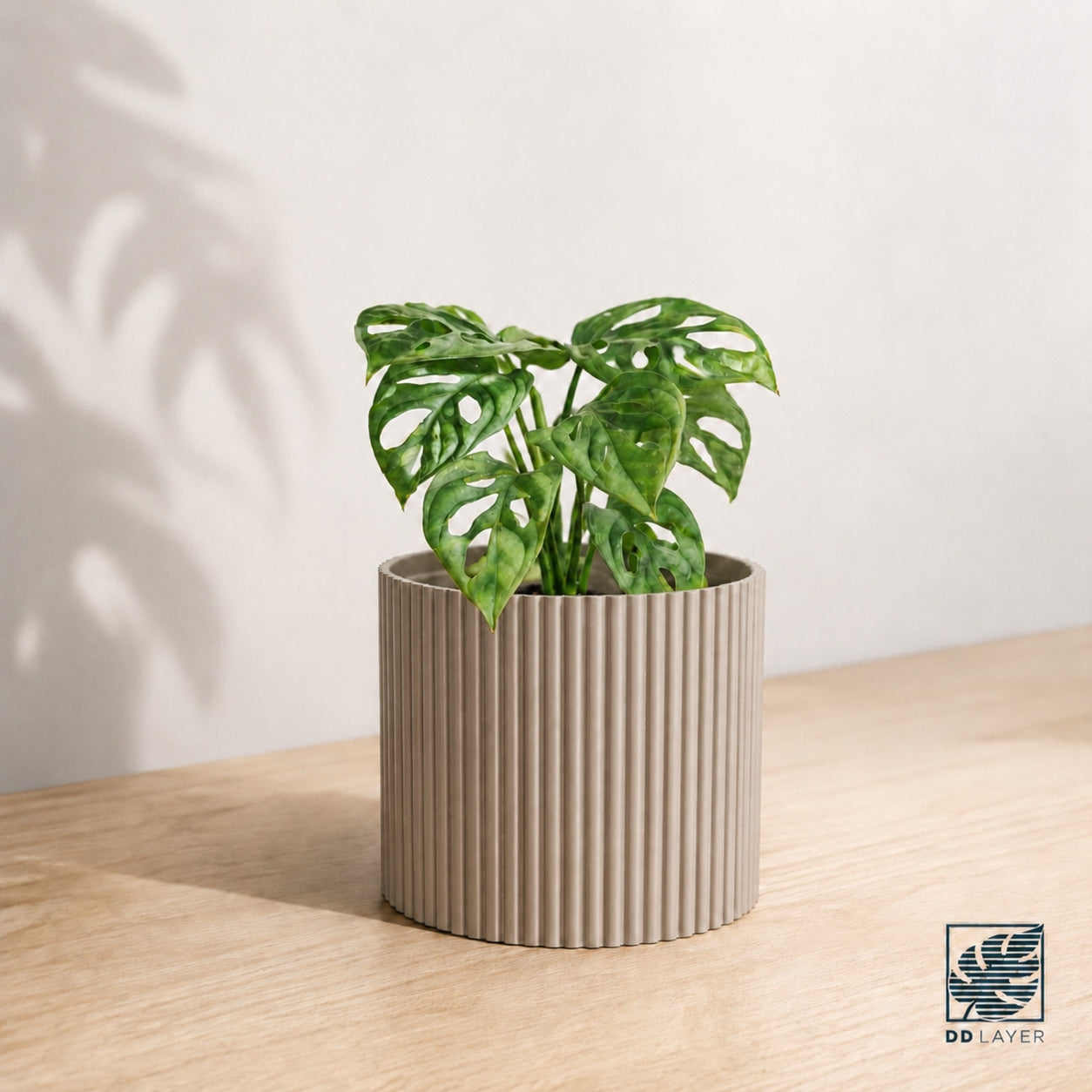 Pot cover 10 cm grooved fluted light coffee beige matte 3D printing Packaging status original