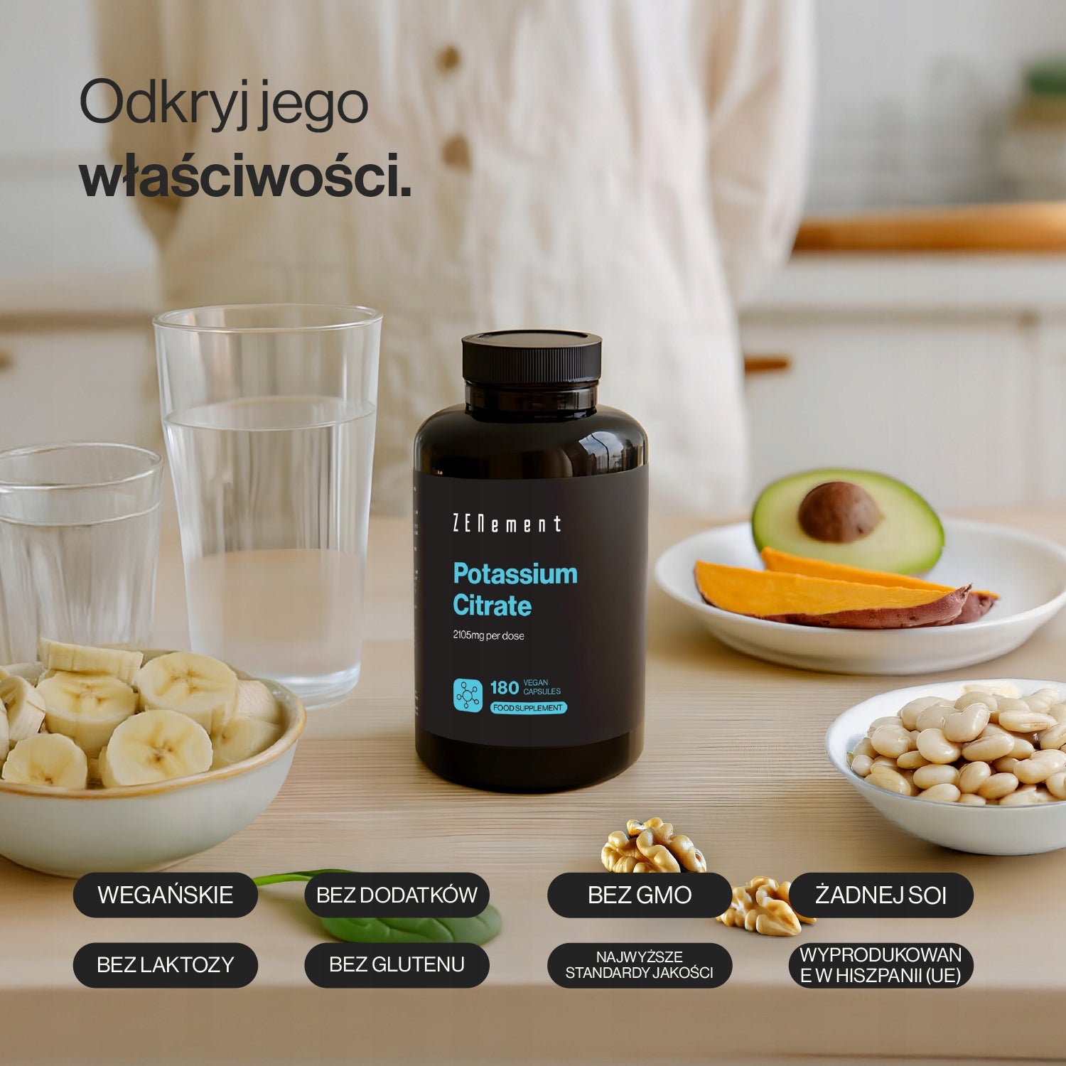 Potassium Citrate 2105mg per dose - 180 Vegan Capsules Manufacturer code Z-25KC01E