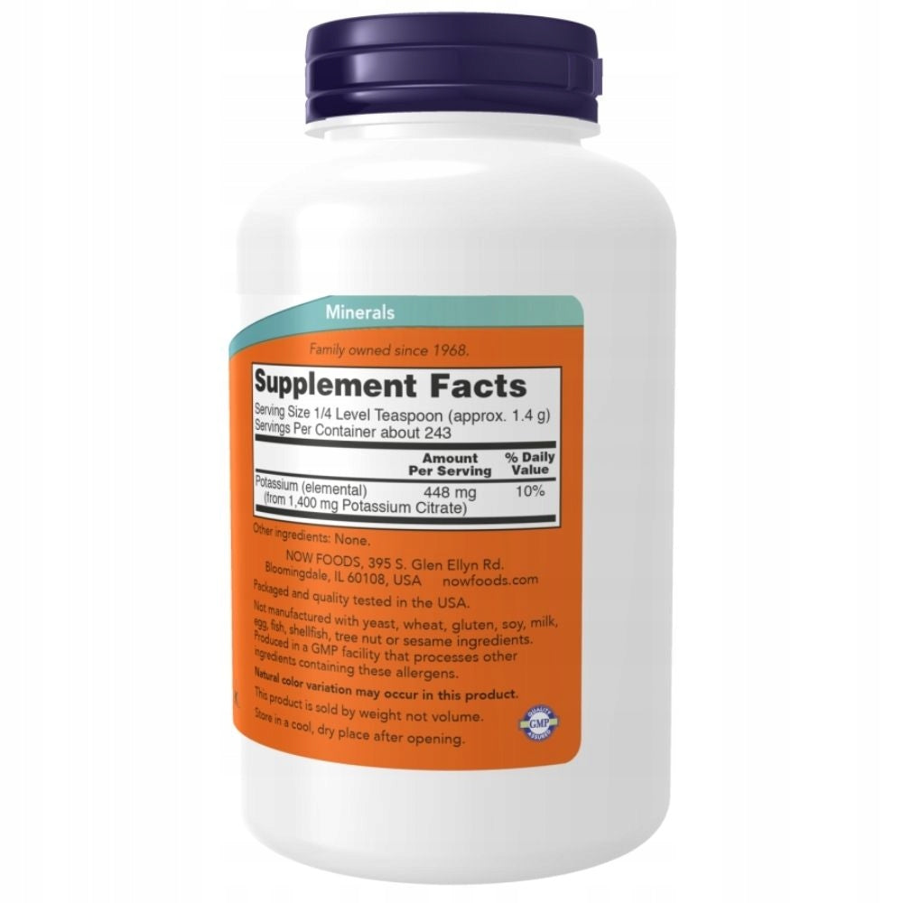 Potassium Citrate Now Foods Powder Without Additives Powder 340 g Packaging status original