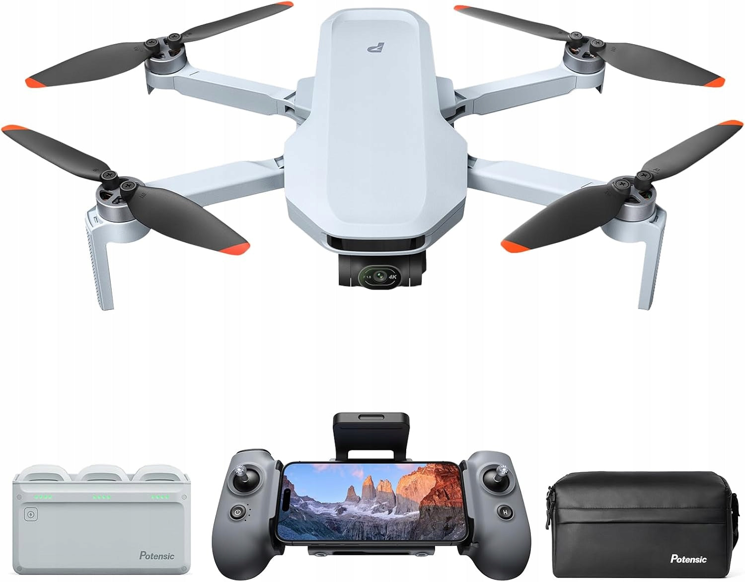 Potensic ATOM 2 Fly More Combo GPS drone with camera, 3 batteries and bag