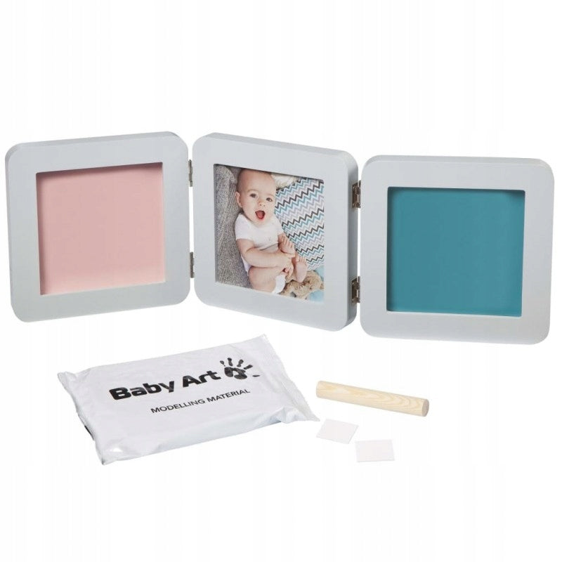 Dreifacher quadratischer Bilderrahmen mit Aufdruck Baby Art, weiß 
