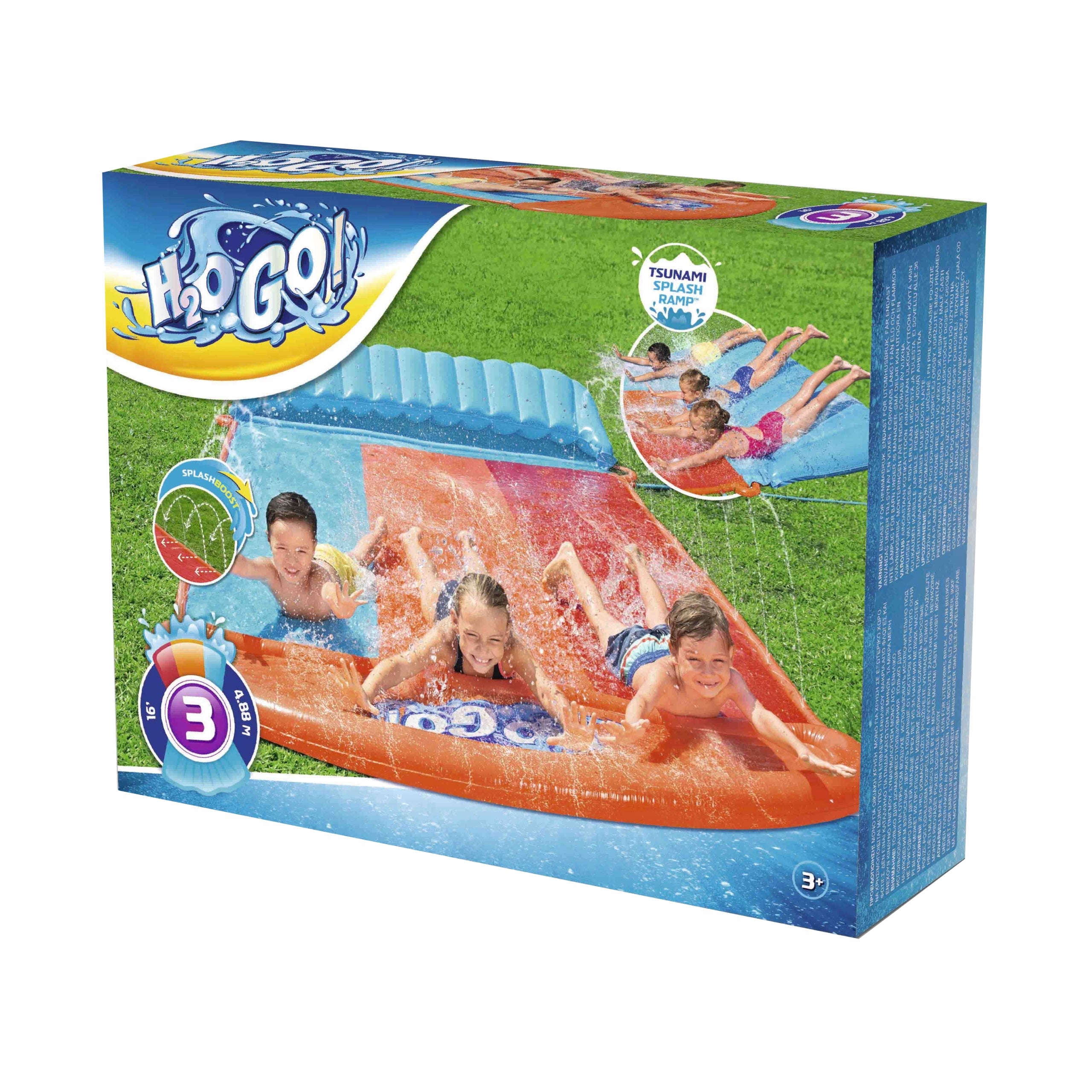 Aufblasbare Wasserrutsche Bestway H2OGO! Tsunami Splash Ramp Dreifachrutsche, 488 cm 