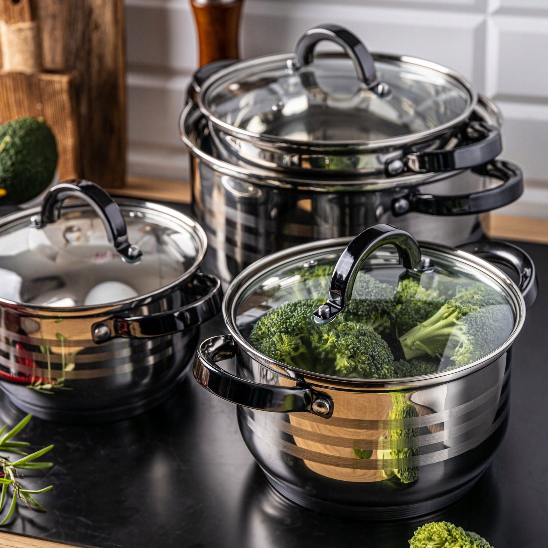Pots POT SET 8 el. STAINLESS STEEL Induction Gas KLAUSBERRG Manufacturer code KB-7701