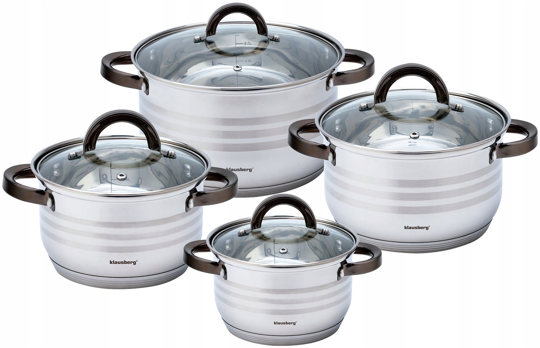 Pots POT SET 8 el. STAINLESS STEEL Induction Gas KLAUSBERRG