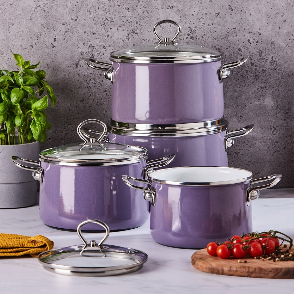 Pots induction set of enamel pots Altom Design Isidore heather 8 el Manufacturer code 02050021295