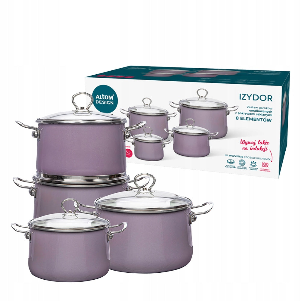 Pots induction set of enamel pots Altom Design Isidore heather 8 el