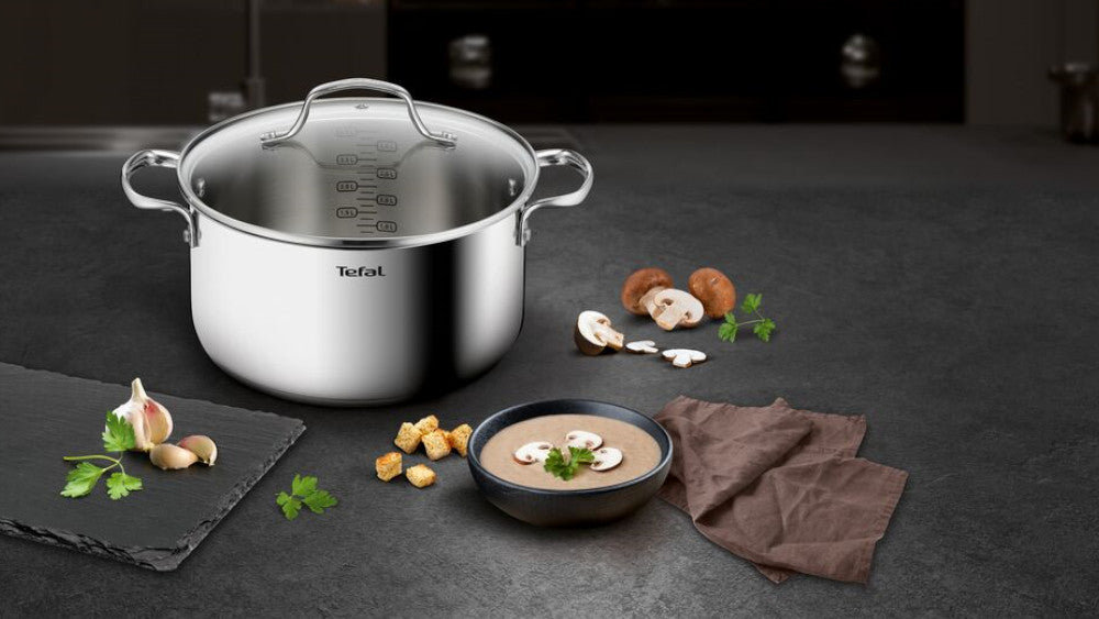 Pots with lid TEFAL Infinite 20/24 cm 3.1/5.4 L INDUCTION steel Product weight with unit packaging 1.51 kg