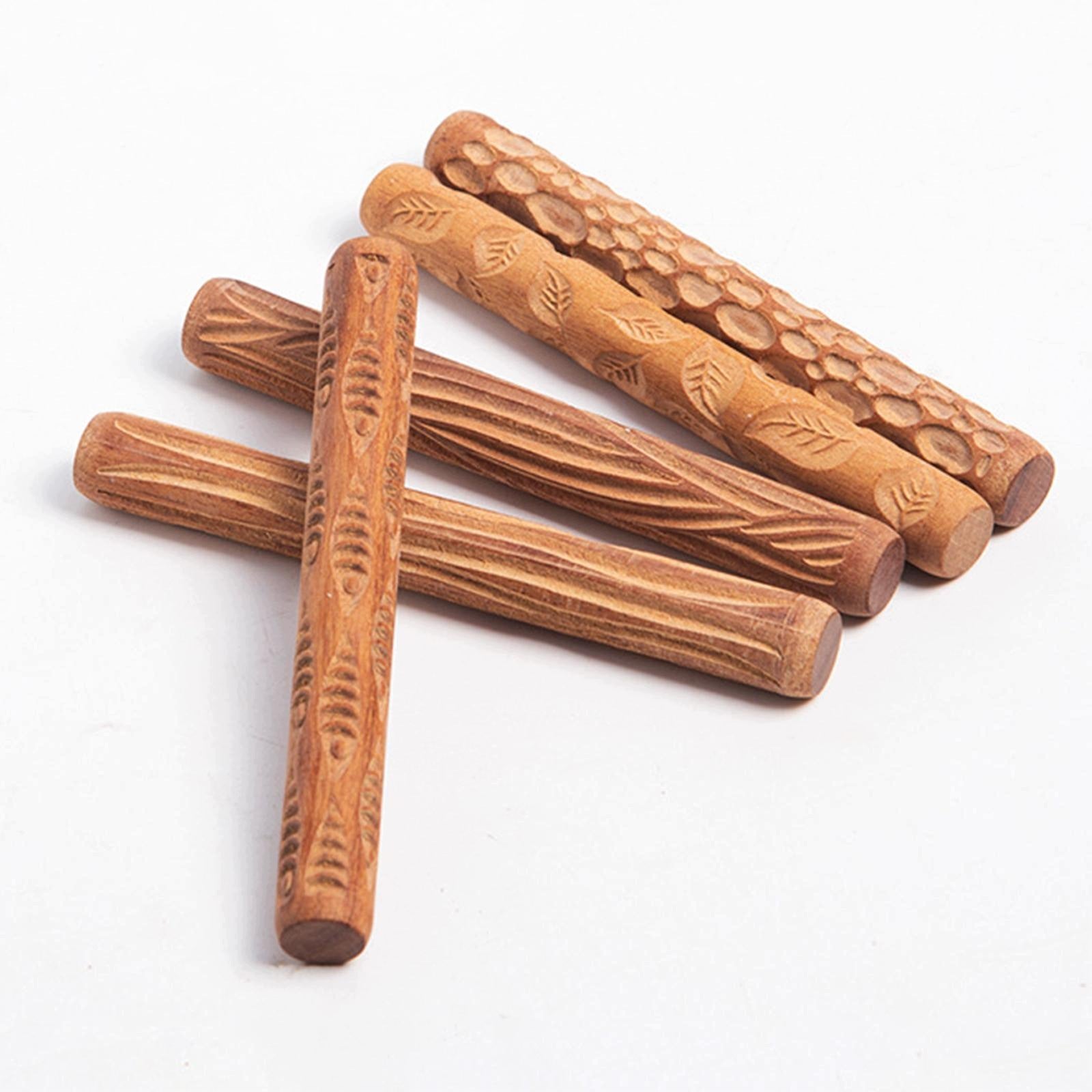 Pottery Pattern Roller Wooden Modeling Pattern Rolling Wood grain shape Brand no brand