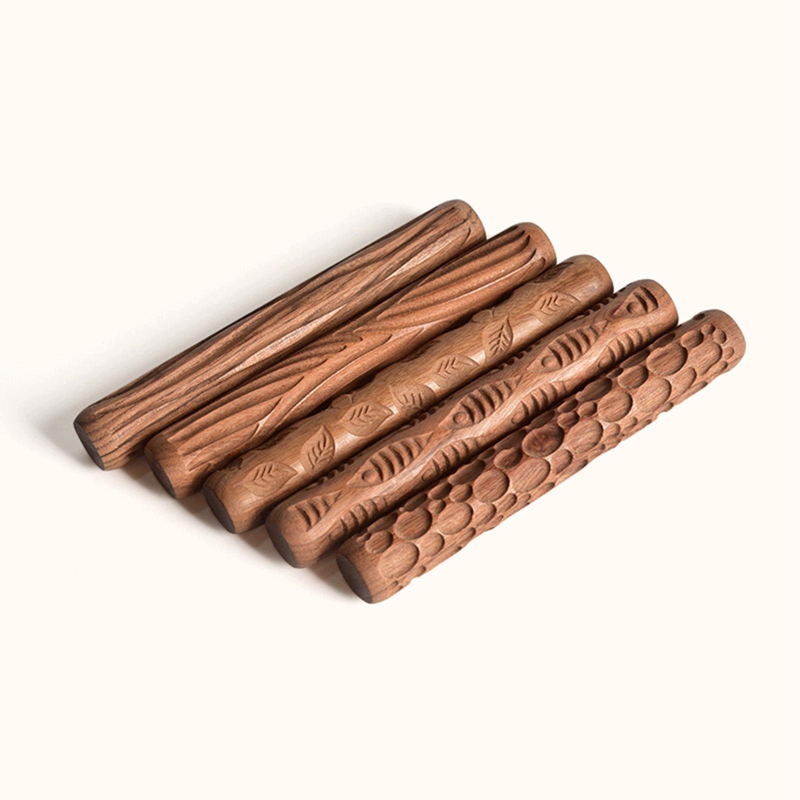 Pottery Pattern Roller Wooden Modeling Pattern Rolling Wood grain shape Packaging status original