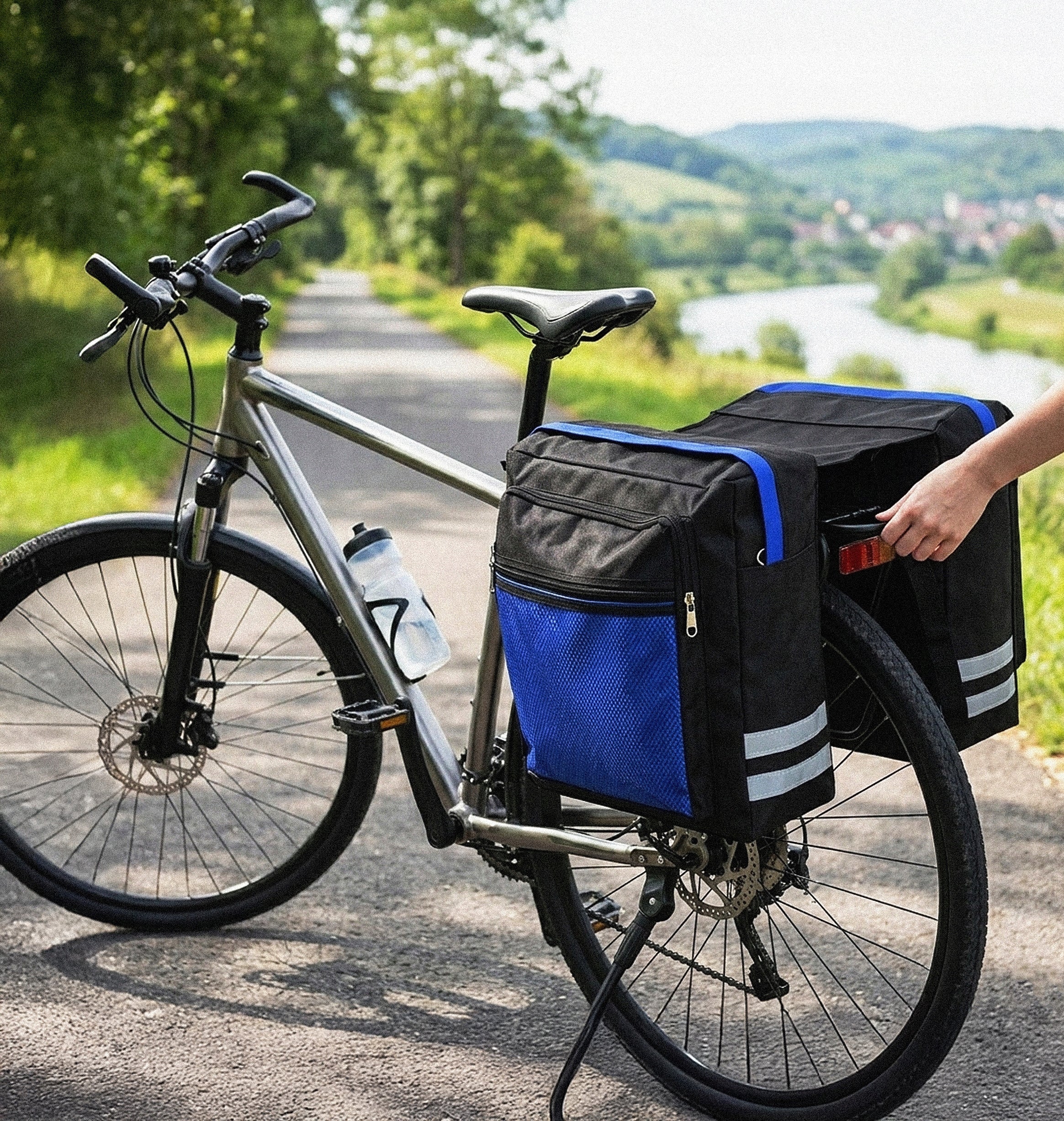 Pouch Bicycle Bag Rear Luggage Rack Waterproof 20L Reflector Packaging status original