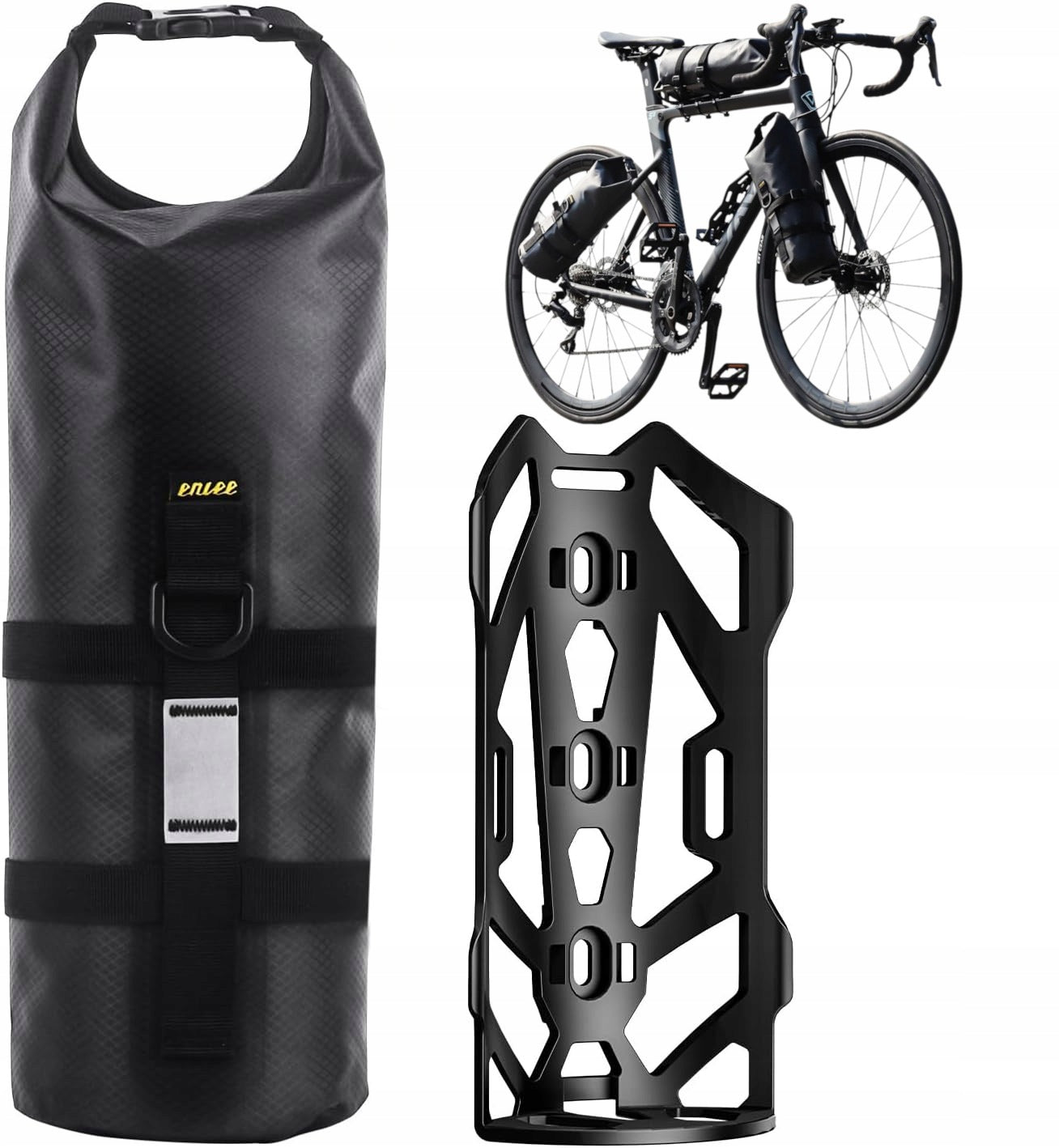 Pouch Bicycle Bag with Frame Holder MTB Fork Black Waterproof