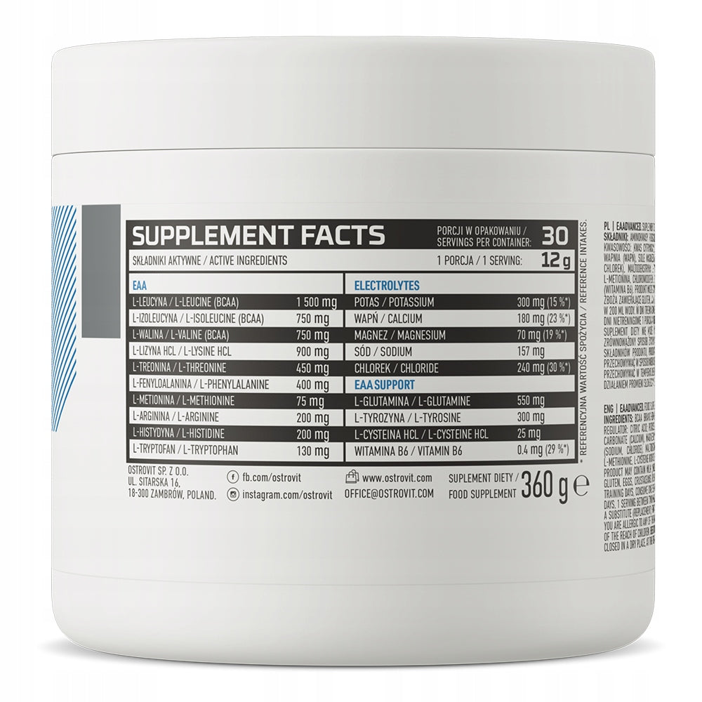 Powder EAA EAAdvanced pear OstroVit 360 g pear Expiration date at least 1 year from the date of purchase
