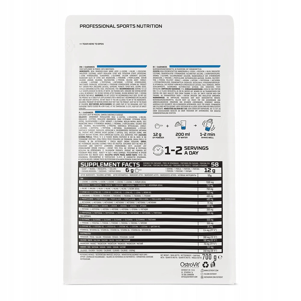 Powder EAA OstroVit EAAdvanced 700 g OstroVit 700 g apple Expiration date at least 1 year from the date of purchase