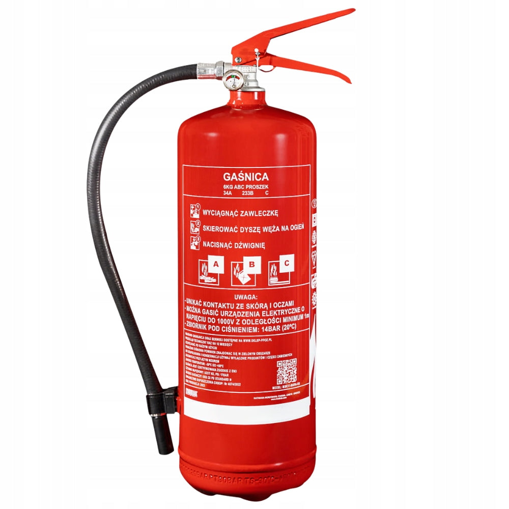 Powder Fire Extinguisher Gp-6x ABC 6kg + Holder Hanger Steel Production 2026r Packaging status original