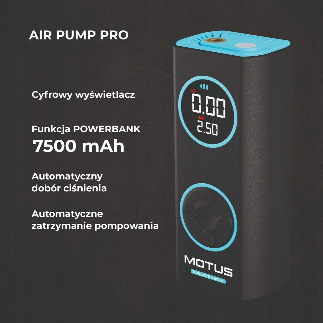 Power Bank Pump Flashlight Motus AirPump Pro Turquoise Edition Dominant material plastic aluminum composite