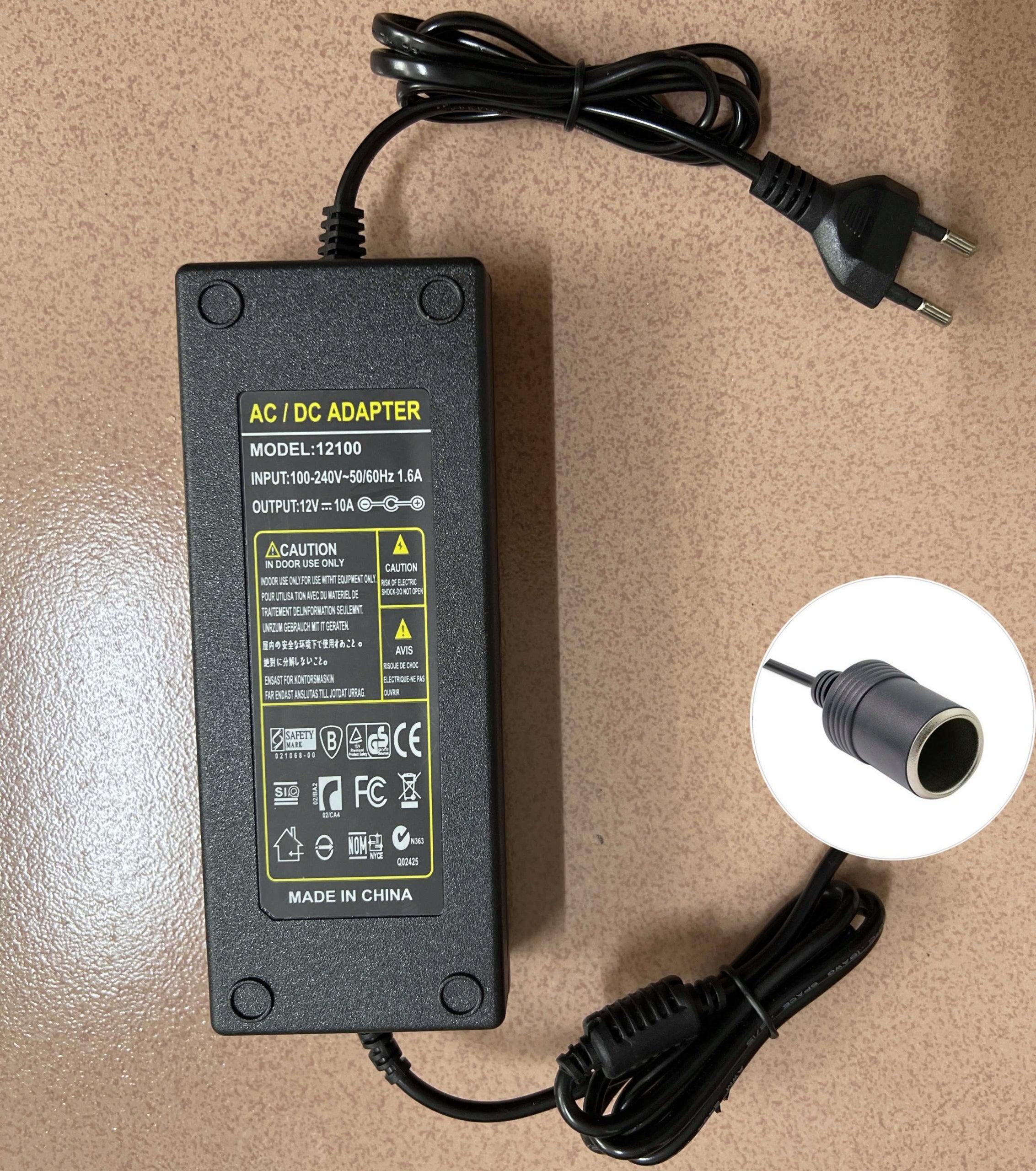 Power adapter 230V to 12V 10A cigarette lighter socket adapter 120W Brand no brand