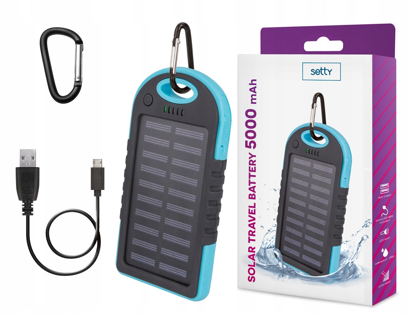 Setty Solar-Powerbank 5000 mAh blau 