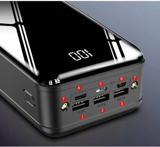 Powerbank 30000mAh Mega Powerful Fast Charging Flashlight Color Black Brand GE SENS