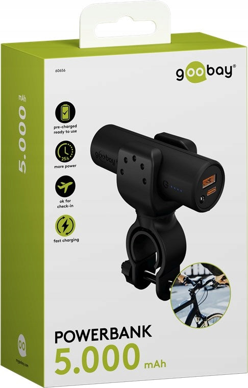 Powerbank Goobay 5000 mAh for bike LED QC PD USB-C Brand Goobay
