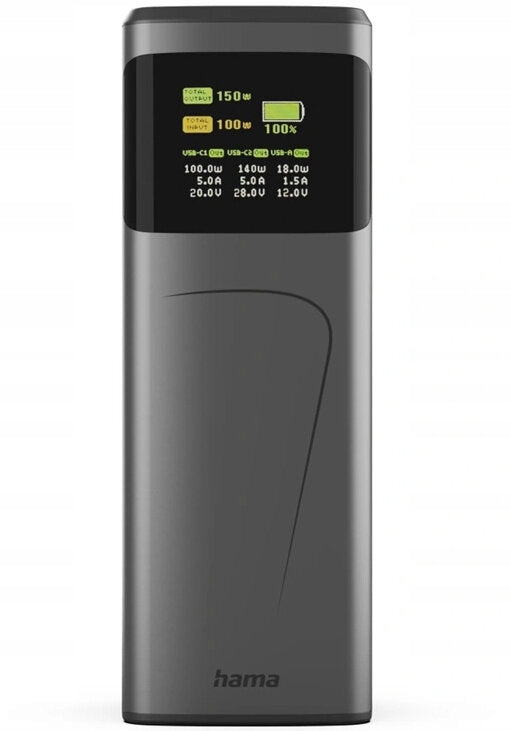 Powerbank HAMA High Power 24000 mAh 150W Grey Housing material metal synthetic material