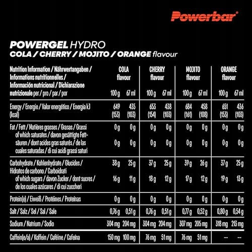 Powerbar PowerGel Hydro 12x67ml energy gel + sodium Expiration date not specified