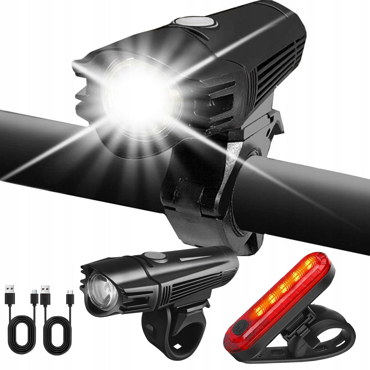 Powerful BICYCLE LIGHT LED Light Front REAR Flashlight 2000mAh BICYCLE SET