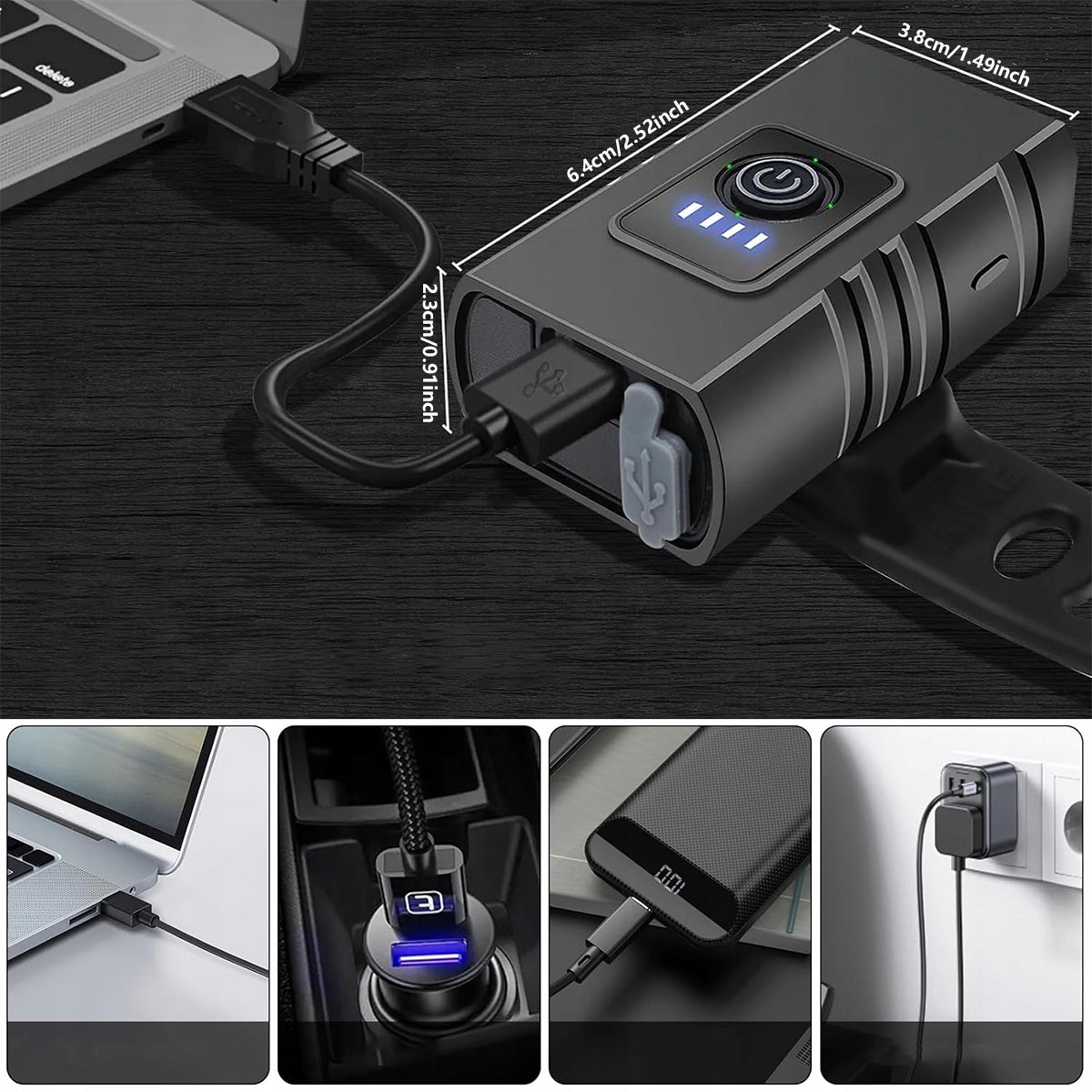 Powerful BICYCLE LIGHT LED light 1000lm flashlight 5600mA FRONT REAR Kind set