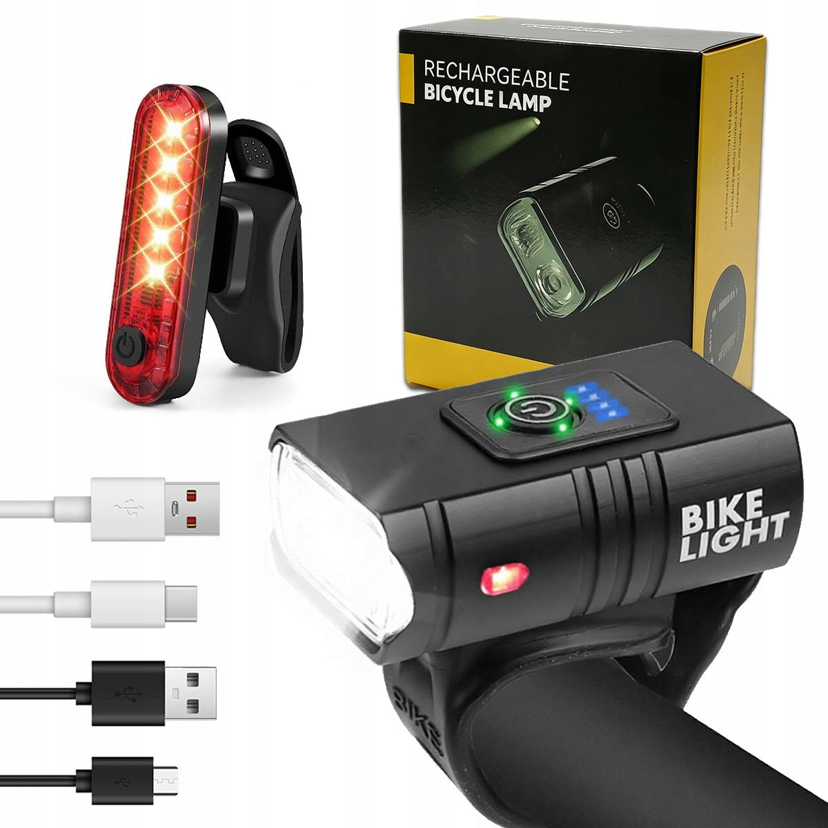 Powerful BICYCLE LIGHT LED light 1000lm flashlight 5600mA FRONT REAR