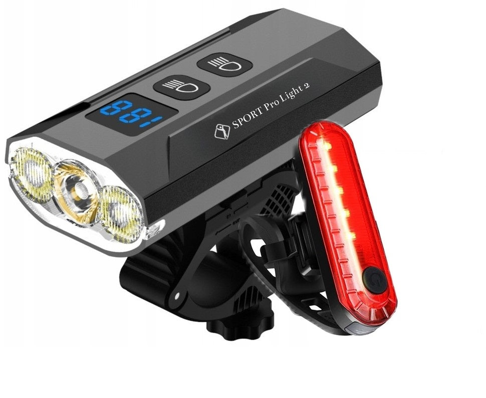 Powerful BICYCLE LIGHT LED light 1200 front rear POWERBANK 5200mA USB ALU Packaging status original