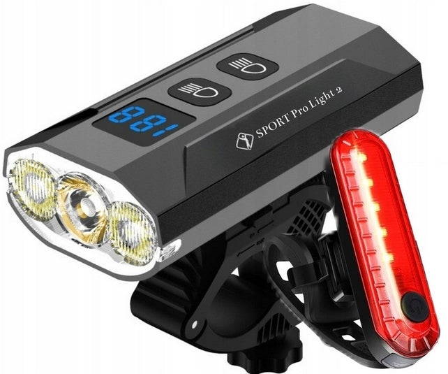 Powerful BICYCLE LIGHT LED light 1200 front rear POWERBANK 5200mA USB ALU