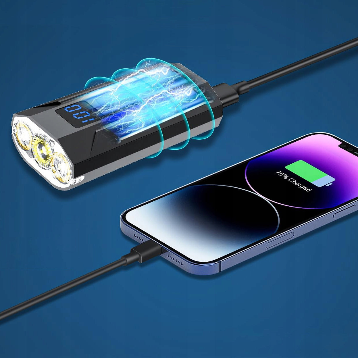 Powerful BICYCLE LIGHT LED light front + rear 1200lm flashlight 5200mAh BICYCLE Kind set