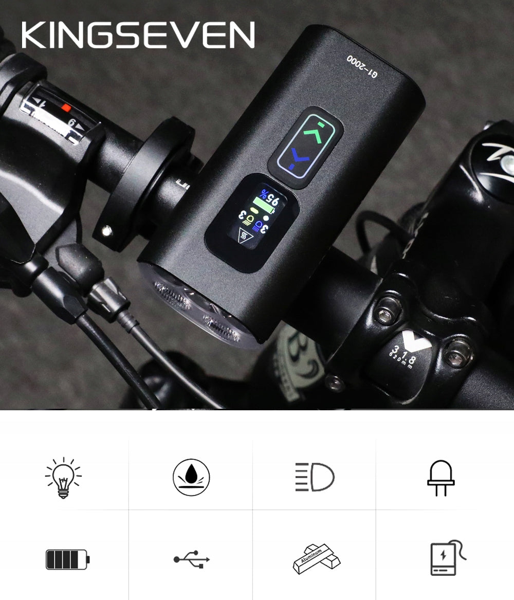 Powerful BICYCLE LIGHT LED light front + rear 2000lm flashlight 10000mAh BICYCLE Manufacturer code G1-2000 + lampka tył