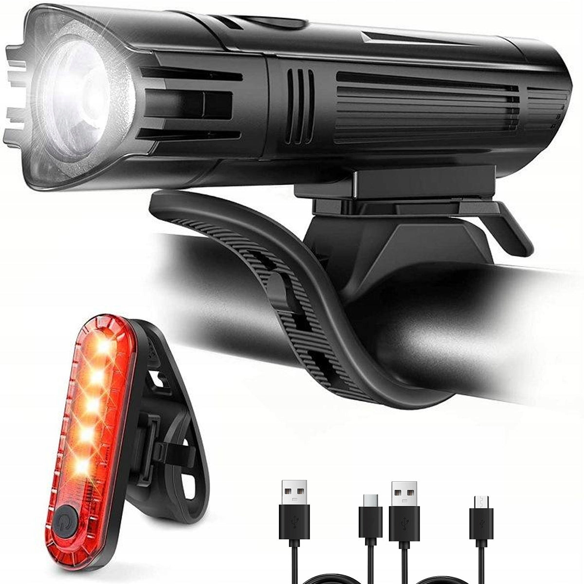 Powerful BICYCLE LIGHT LED light front rear flashlight 2000mAh BICYCLE SET