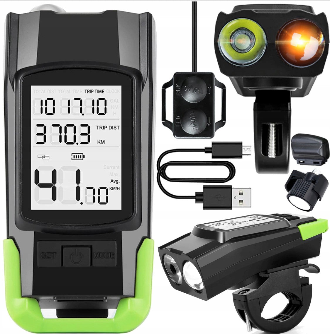 Powerful Bicycle Lamp Front LED Front USB Bright Light Counter Bell Brand Anytech
