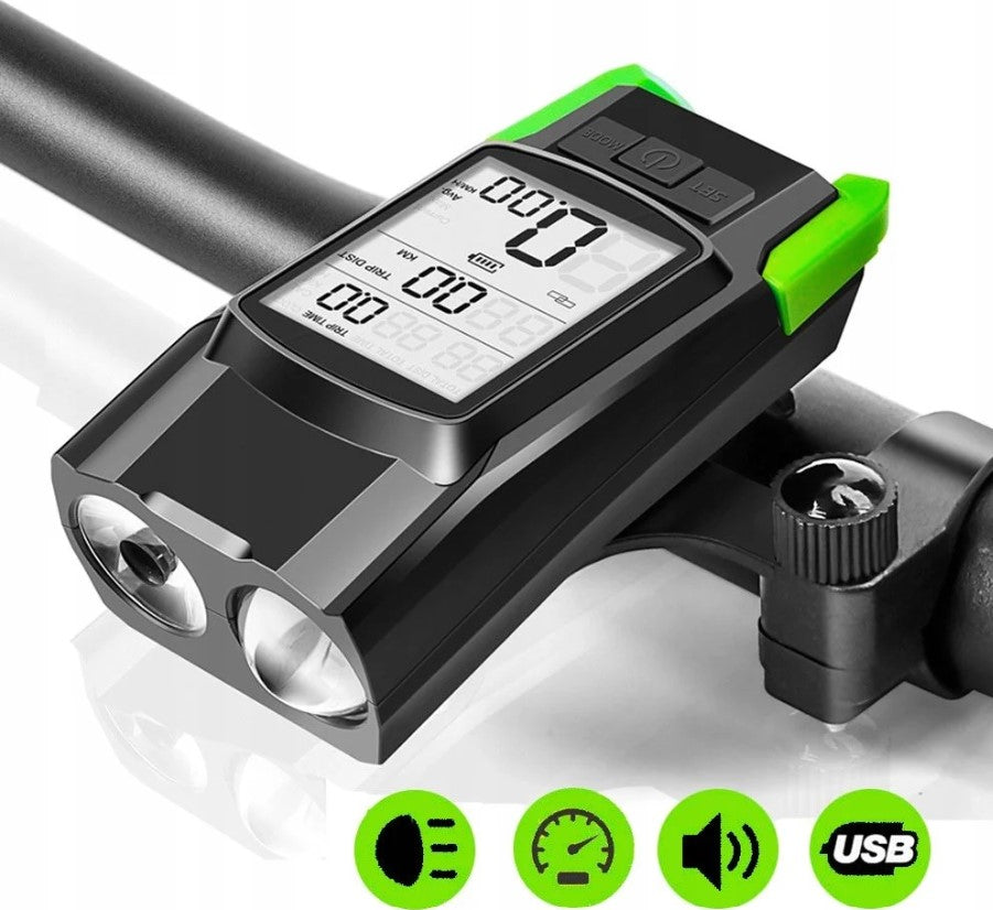 Powerful Bicycle Lamp Front LED Front USB Bright Light Counter Bell Manufacturer code BK-1718B