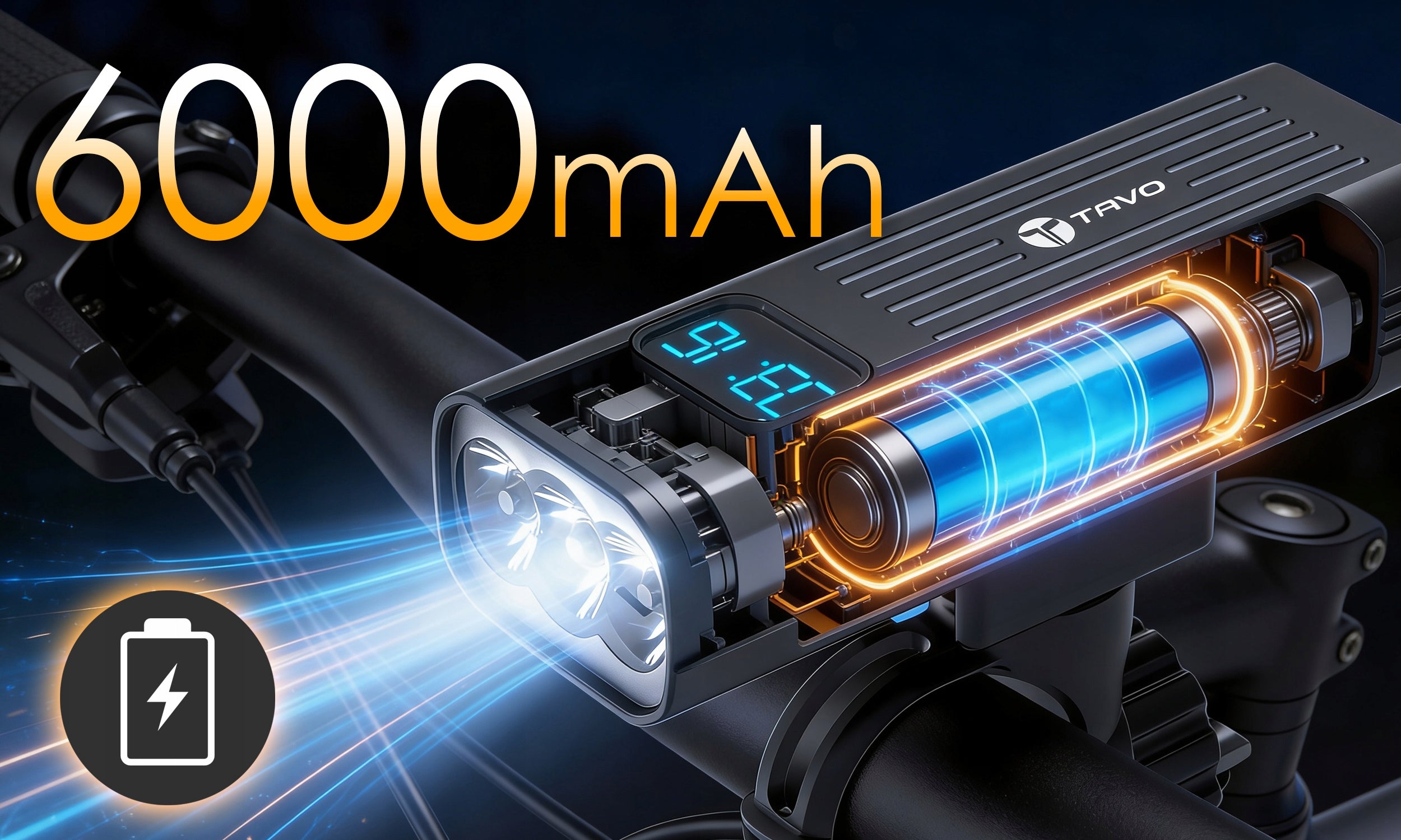 Powerful Bike Light 2000 lm 6000mAh Front LED Rechargeable Flashlight Model LUXIO
