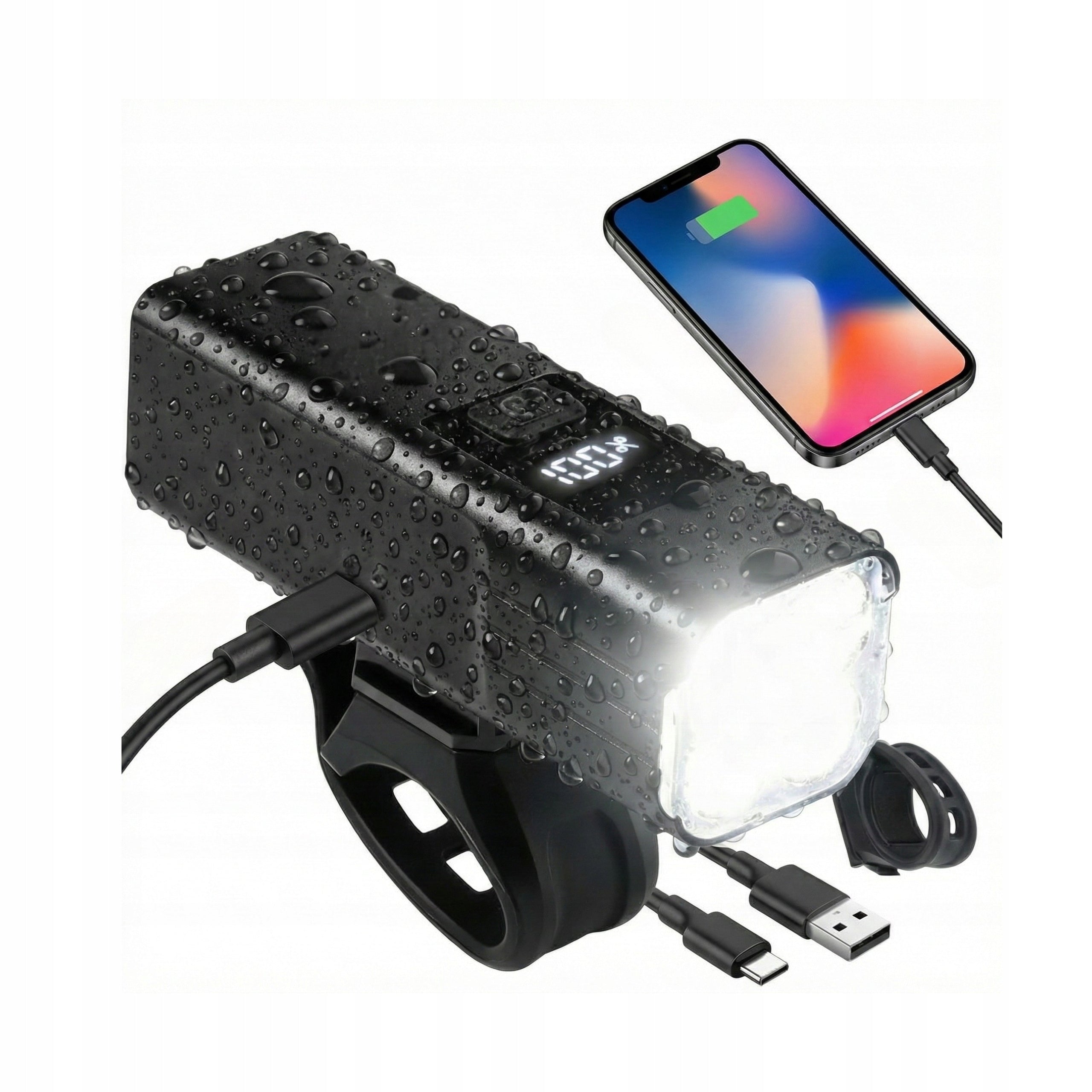 Powerful Bike Light Front with Twilight Sensor 1800lm 4000mAh Powerbank