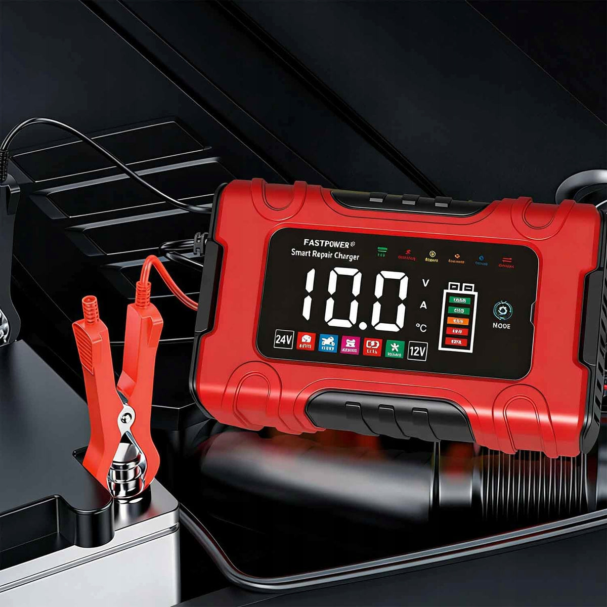 Powerful Car Rectifier LCD Battery Charger 24V 12V 10A AUTOMATIC Packaging status original