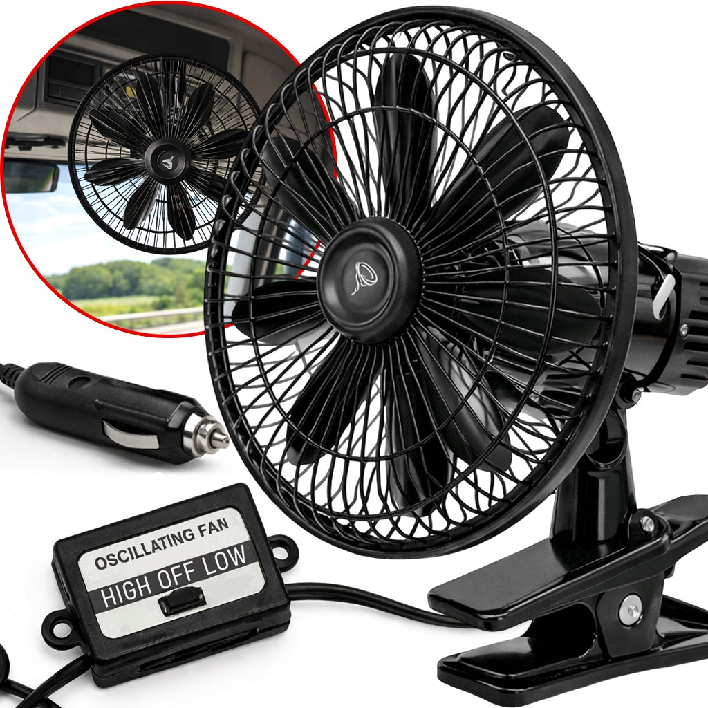 Powerful Car Windmill Fan 24V Metal For Clip Silent Oscillation